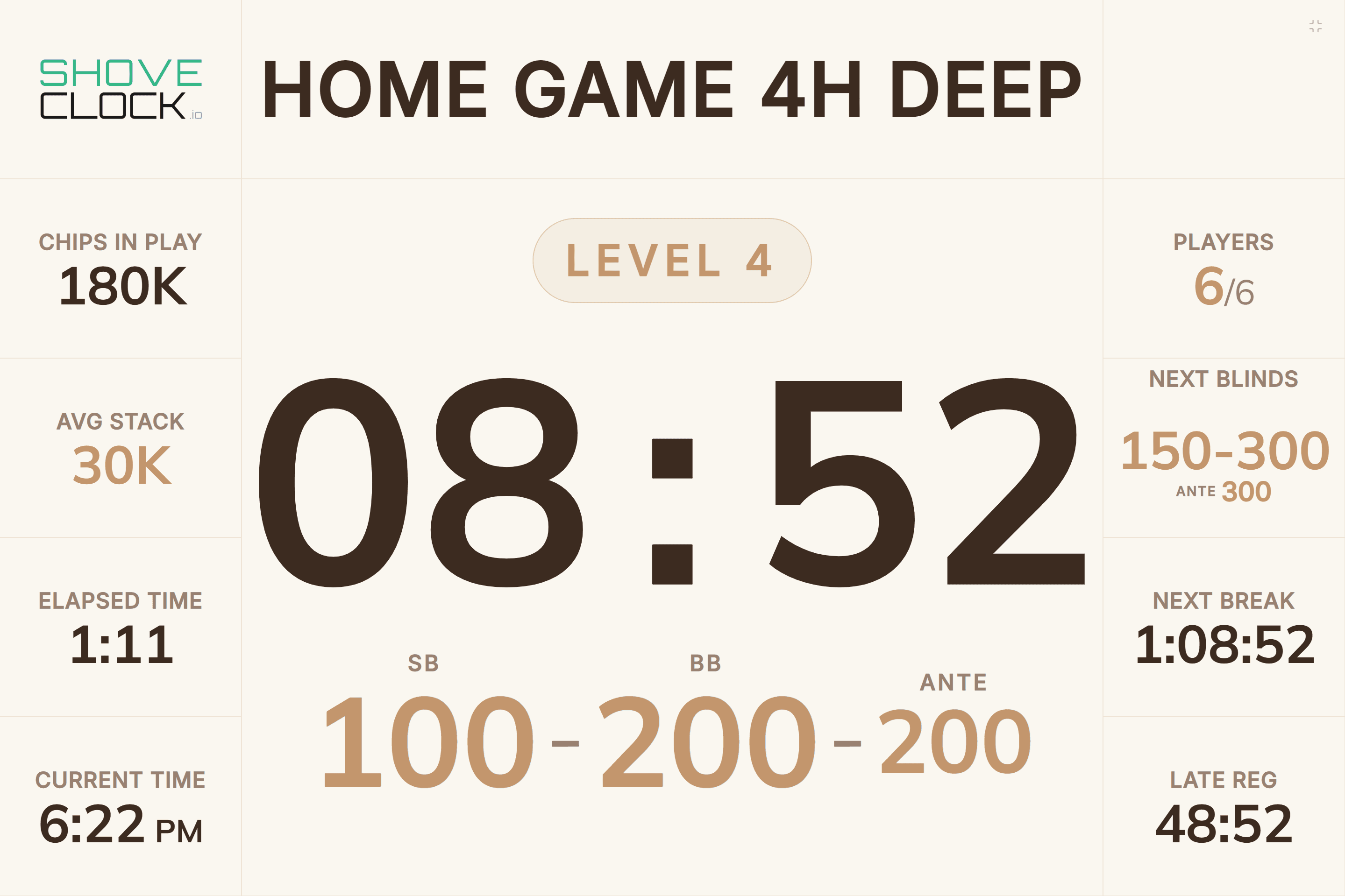SHOVECLOCK simple mode timer interface